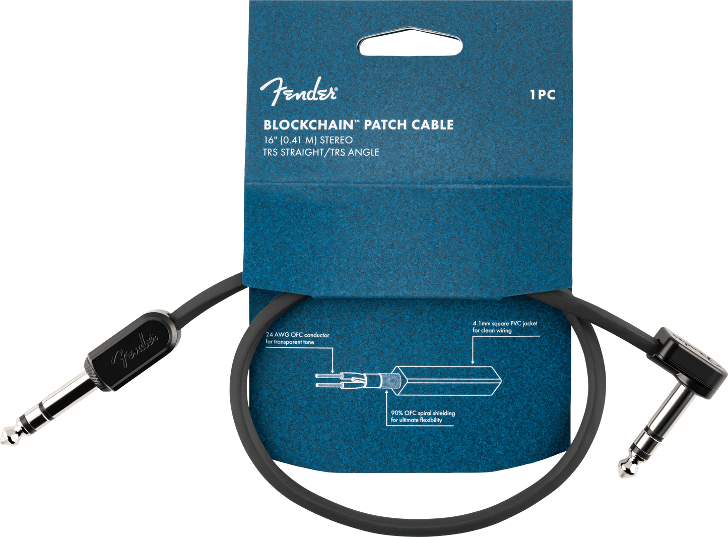 Blockchain 16" Stereo TRS Cable, Straight/Angle, 1 pc