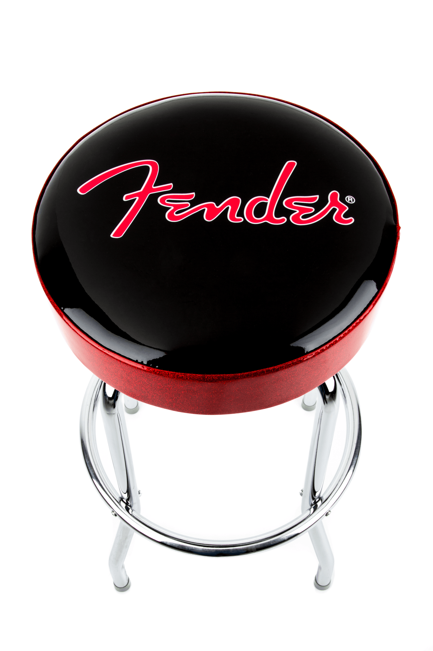 Fender® Red Sparkle Logo Barstool, Black and Red Sparkle