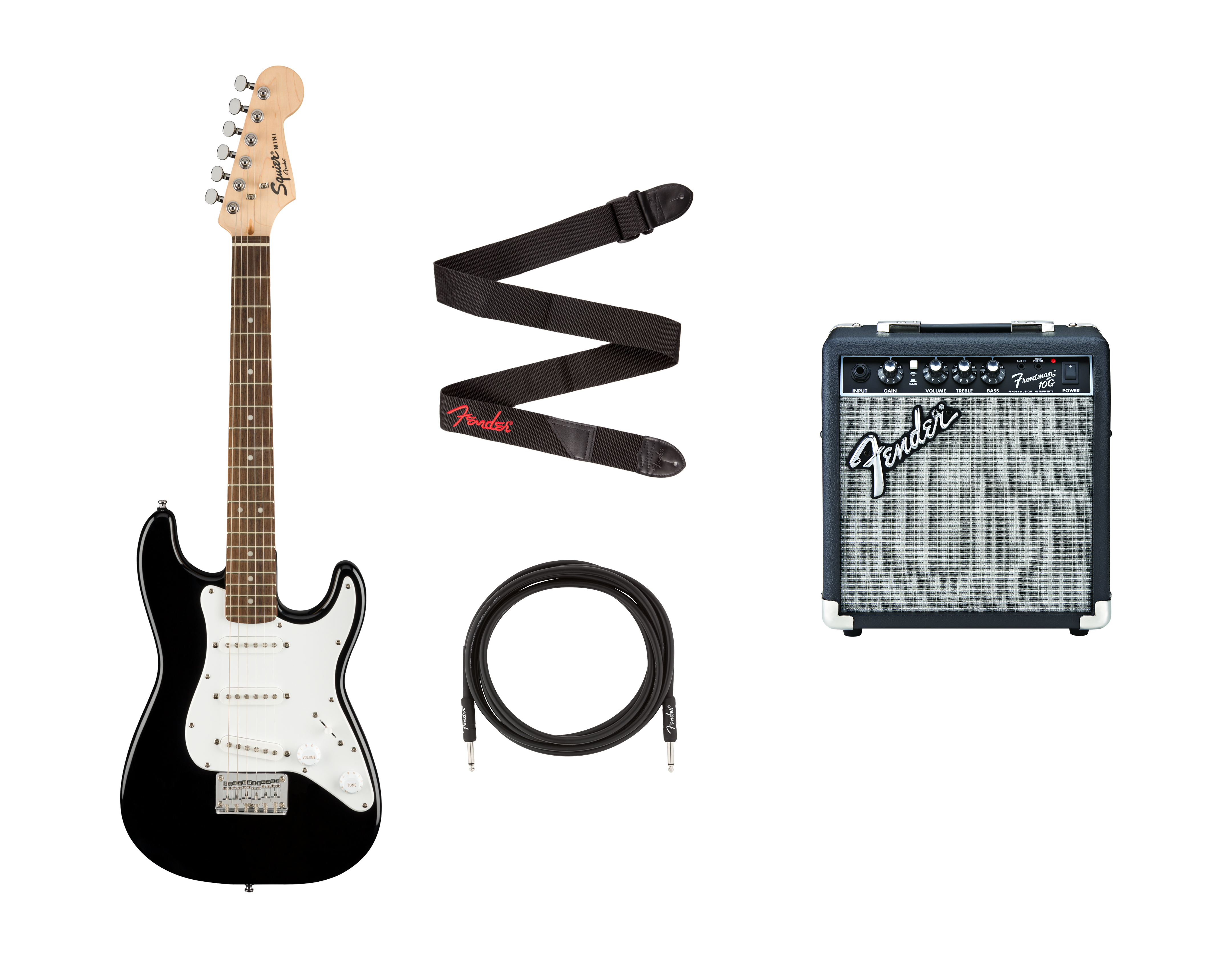 Squier Mini Stratocaster Bundle, Black – Fender Squier Mini Stratocaster Bundle, Black – Fender