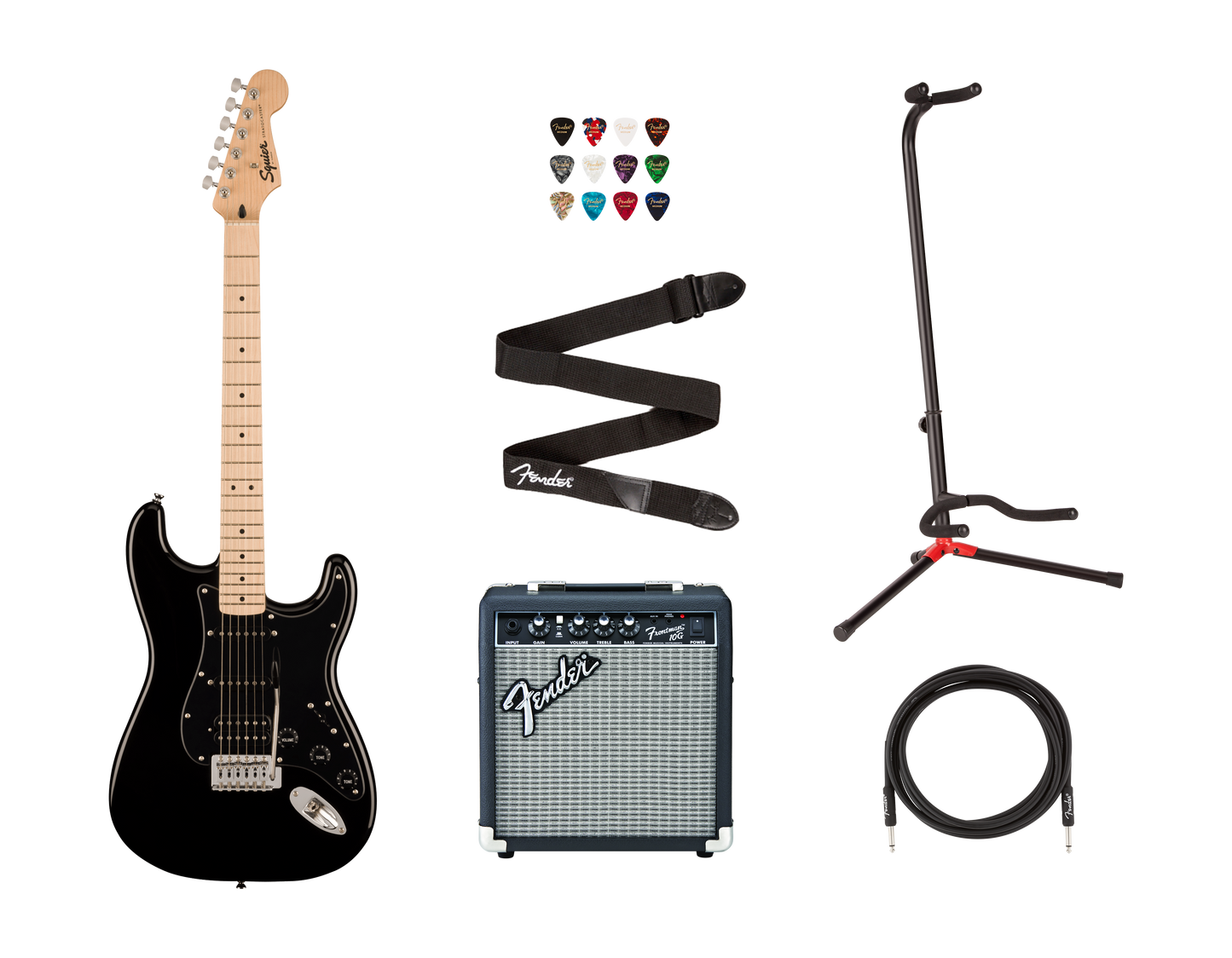 Squier Sonic Stratocaster HSS Bundle, Black